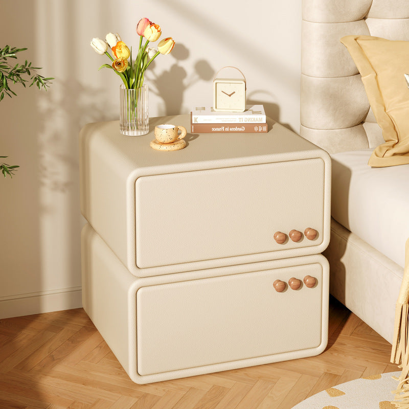 Cream Style Solid Wood Light Luxury Bedside Cabinet