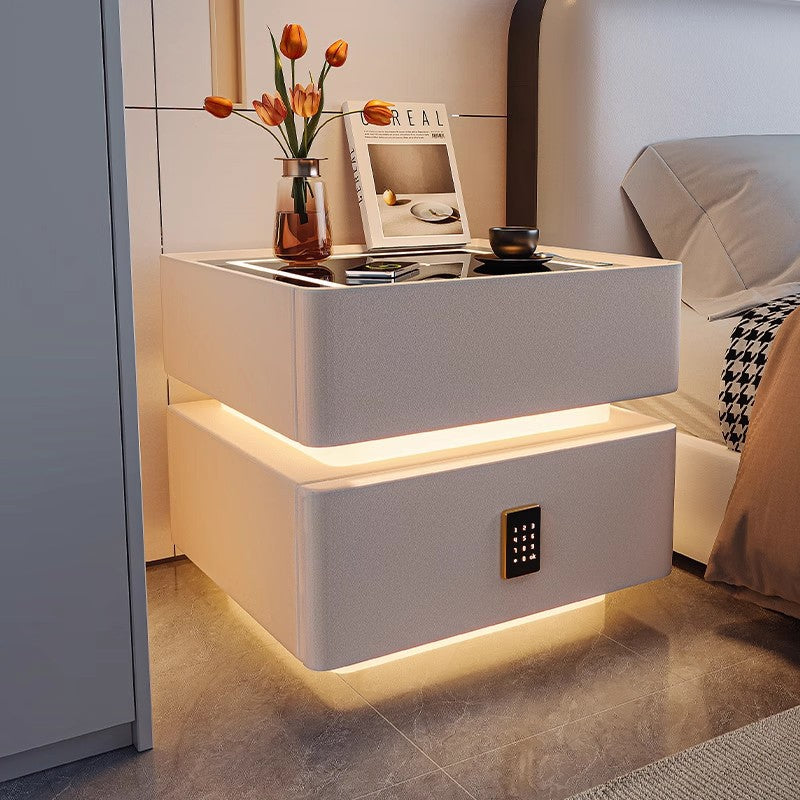 Smart Modern Bedside Table with Induction Lamp Storage Locker