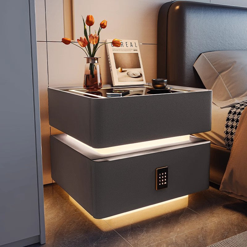 Smart Solid Wood Bedside Table with Lamp & Wireless Charging