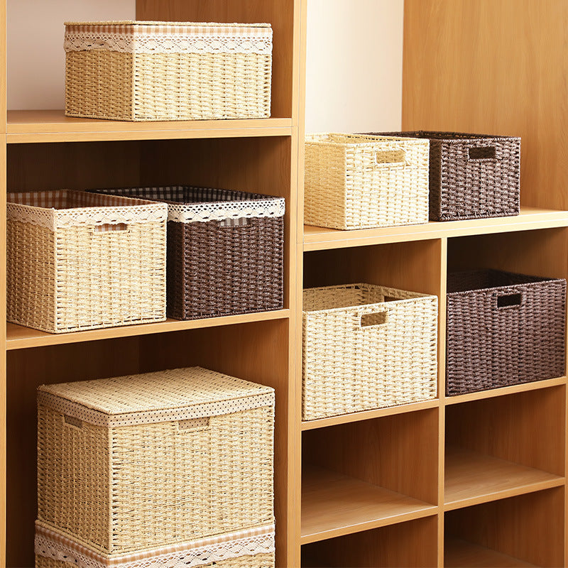 Woven Straw Storage Basket for Snacks, Toys & Desktop Use