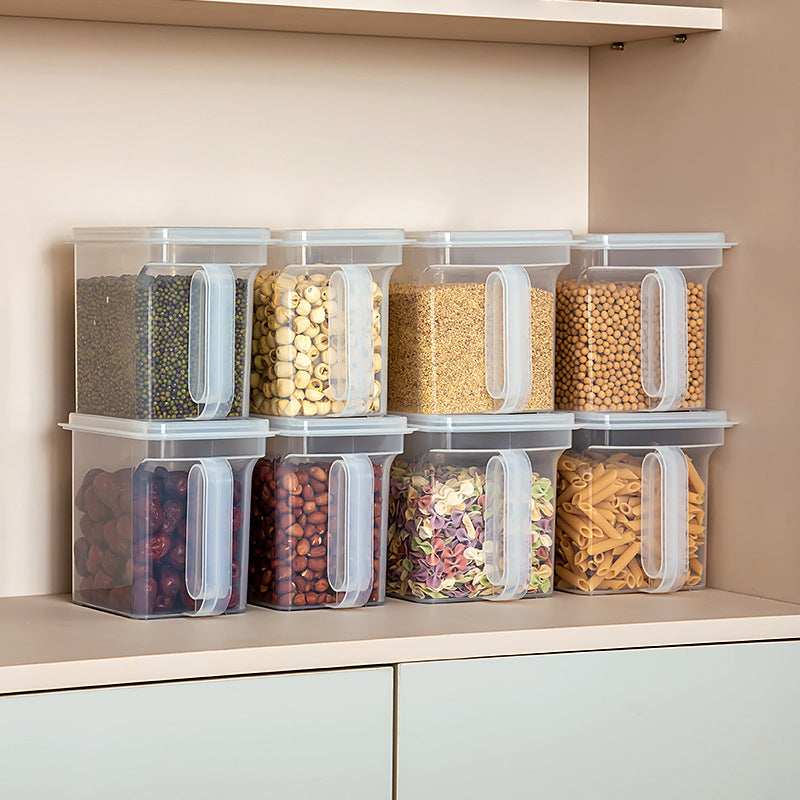 Transparent Lidded Spice Storage Box for Kitchen Cabinet