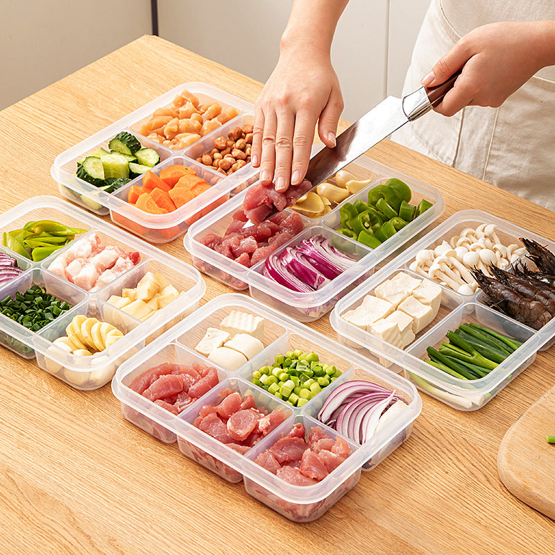Sealed Transparent Refrigerator Food Storage Box with Compartments