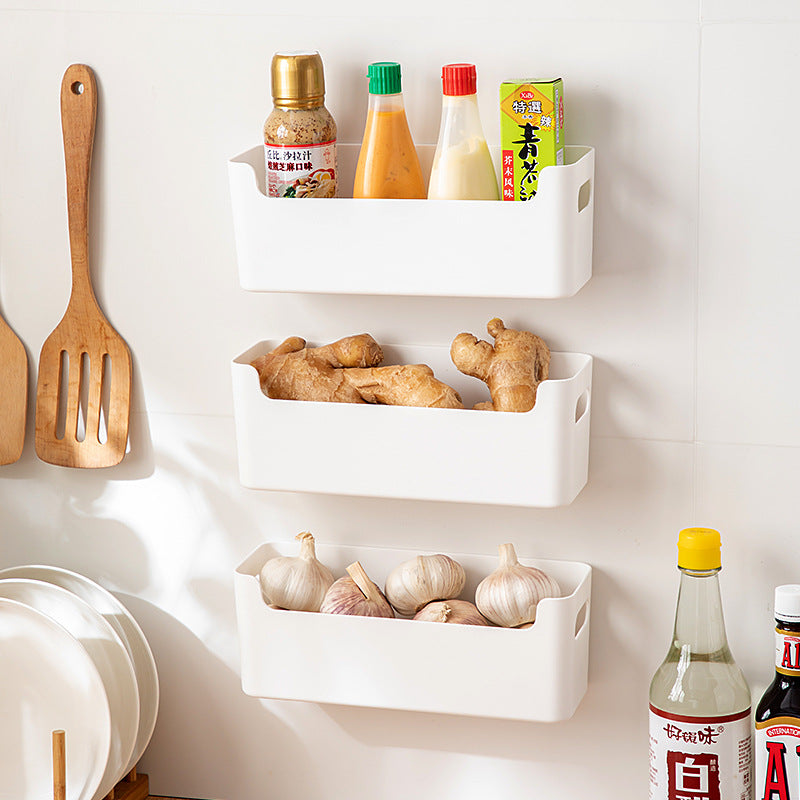 Wall Mounted Scallion Ginger Garlic Storage Box with Drain Rack