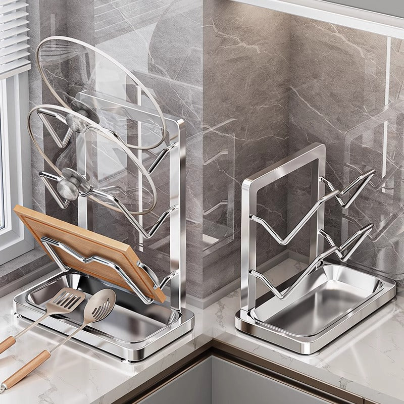 Stainless Steel Multi-Layer Pot Lid and Cutting Board Rack