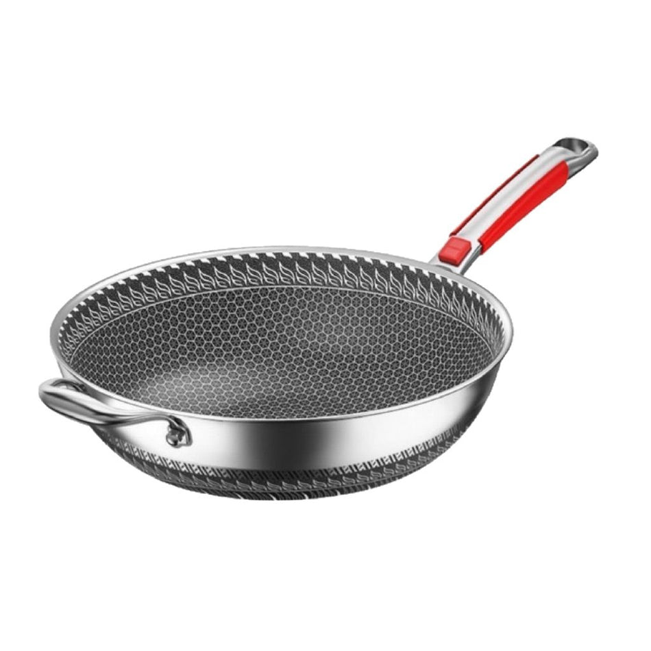 Premium Food-Grade Stainless Steel Flat-Bottom Frying Pan