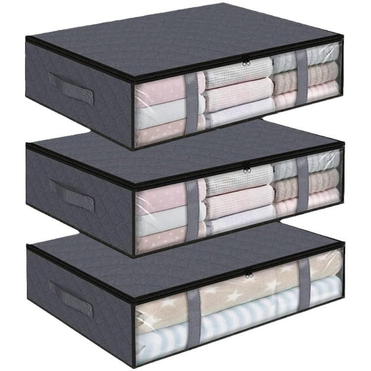 Transparent Under-Bed Fabric Storage Bag for Quilts and Linens