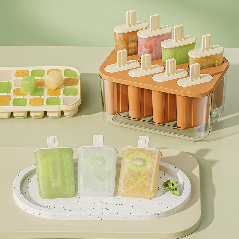 8 Grid Homemade Ice Cream Popsicle Mold with Storage Box