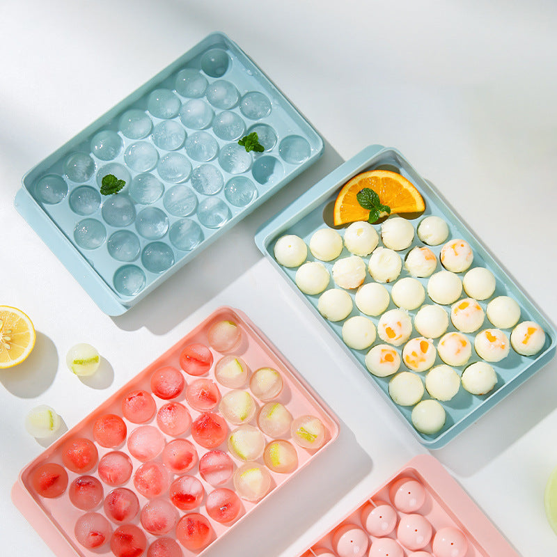 33 Grid Round Ice Cube Tray with Lid Easy Release Mold