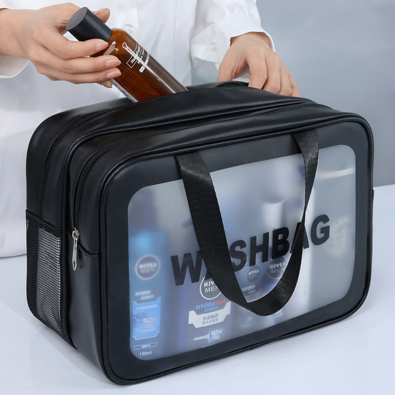 Transparent PU Dry Wet Separation Cosmetic Wash Bag Travel Storage Bag