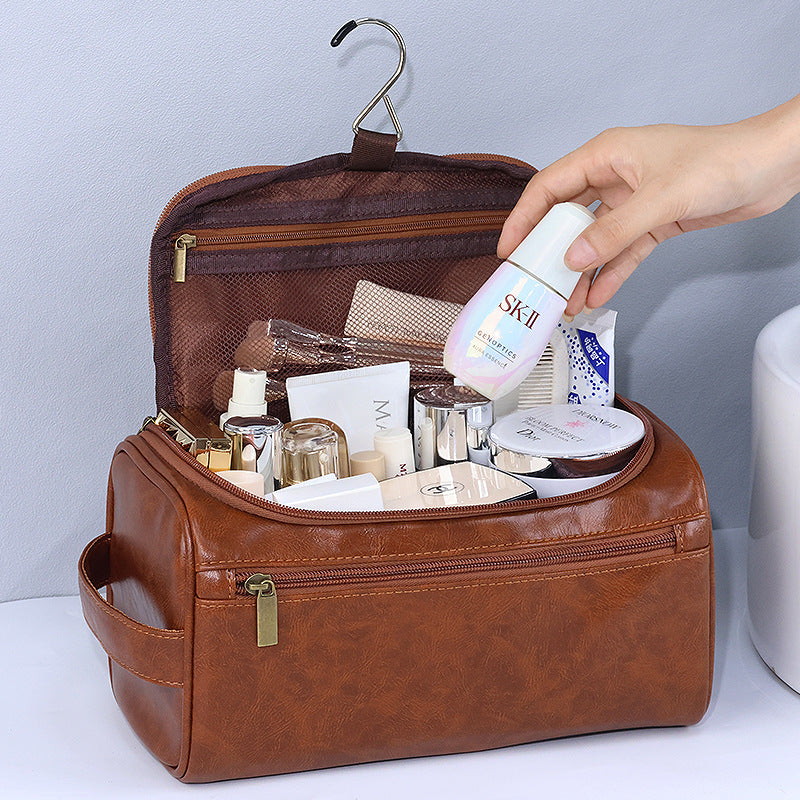 European Retro PU Satchel Cosmetic Bag Large Capacity 4013