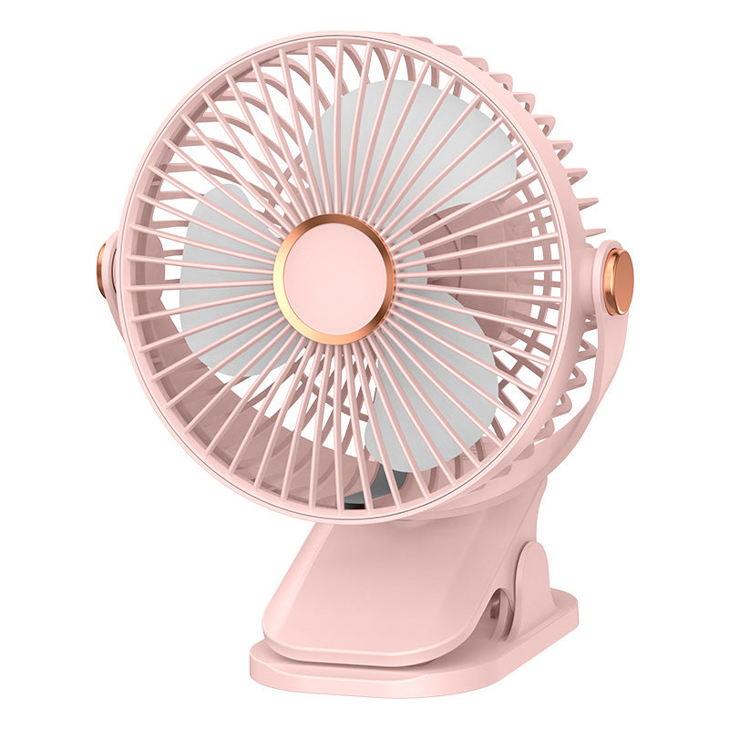 Student Dormitory Clip-On Small Desk Fan with Built-In LED Night Light