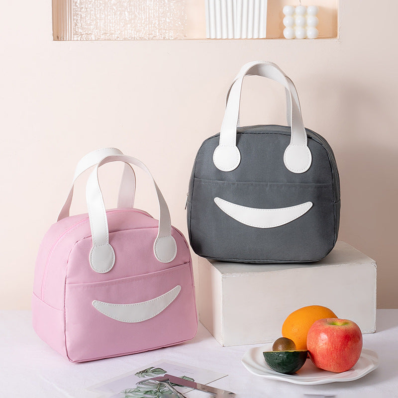Smiley Face Insulated Lunch Bag with Portable Picnic Design