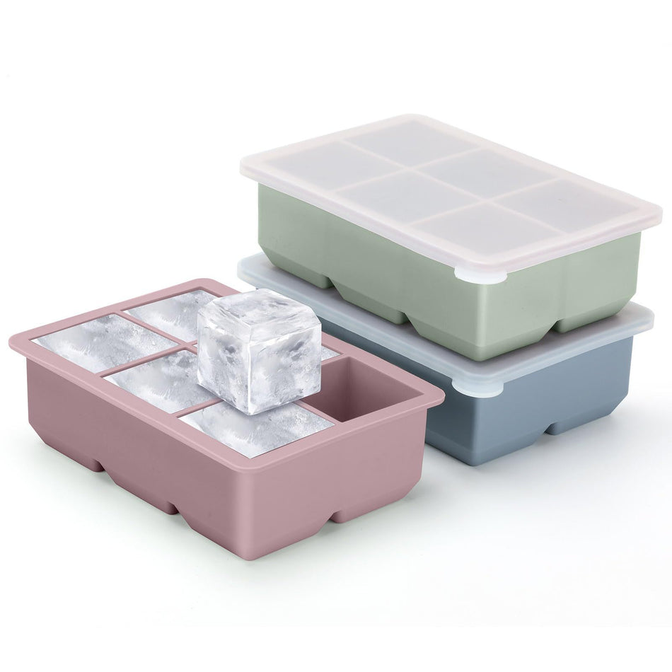 Silicone Ice Cube Tray with Lid Flexible Stackable Ice Mold