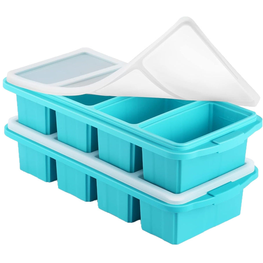 Silicone Freezer Tray with Lid 4-Compartment Food Storage Mold