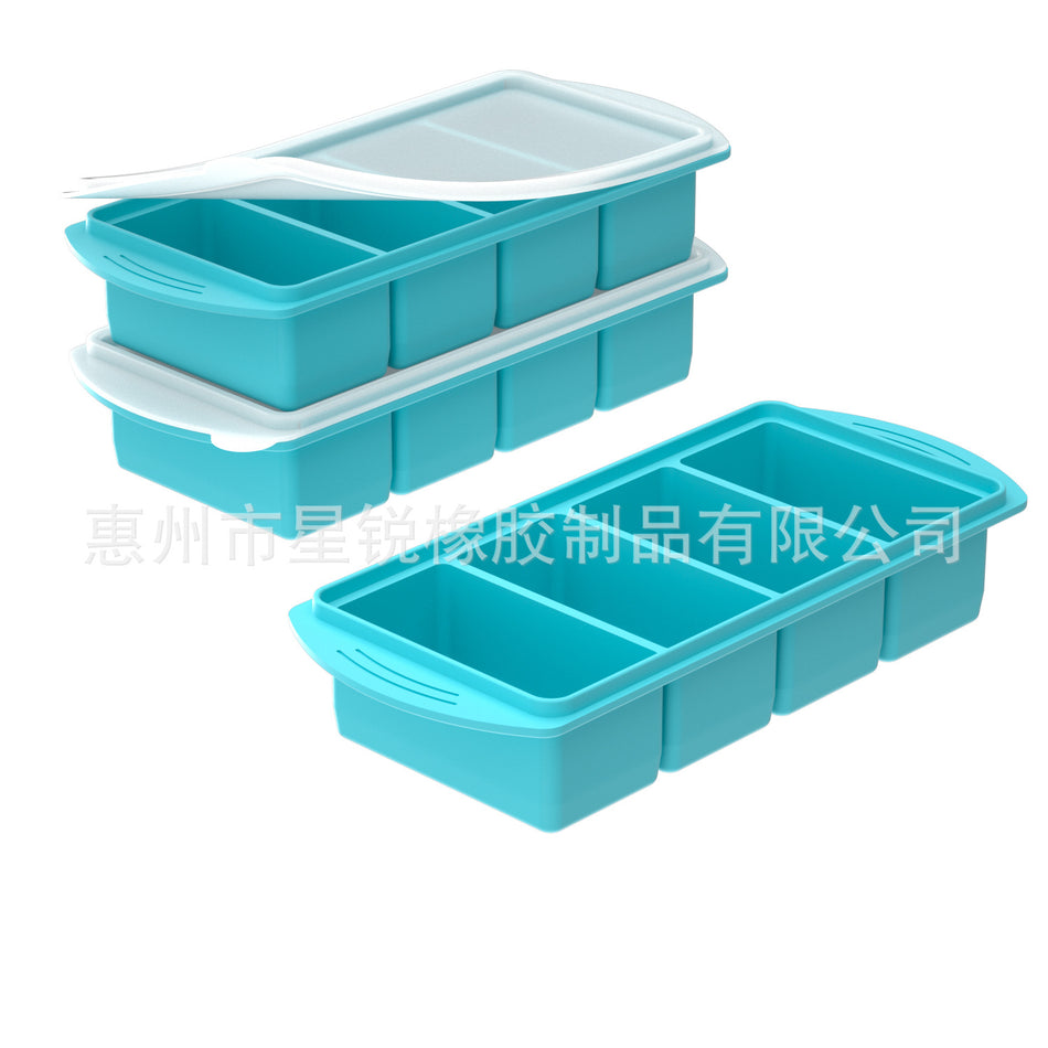Silicone Freezer Tray with Lid 2 & 4 Compartment Food Storage Box
