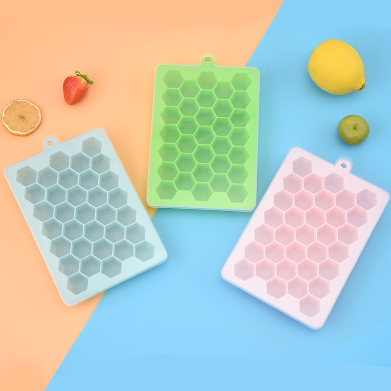 Silicone Honeycomb Ice Tray with Lid 33-Compartment Food-Grade Mold