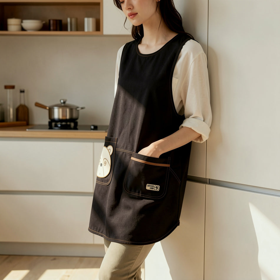 Waterproof Long Sleeve Kitchen Apron with Pockets Anti-Oil Smock