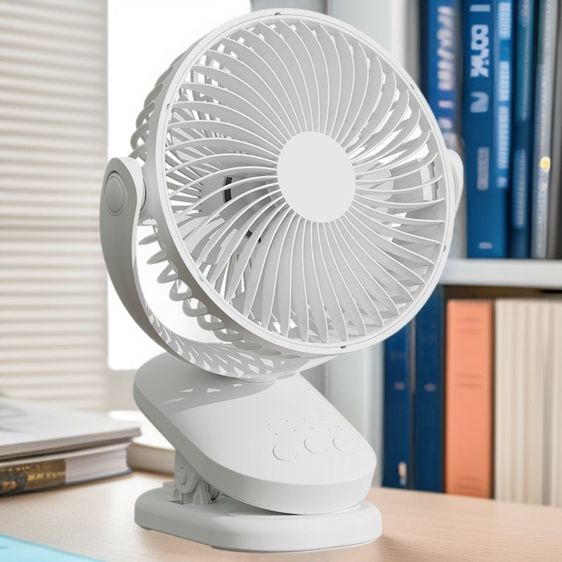Clip-On Rechargeable Oscillating Fan, USB Desktop & Bedside Clip Fan