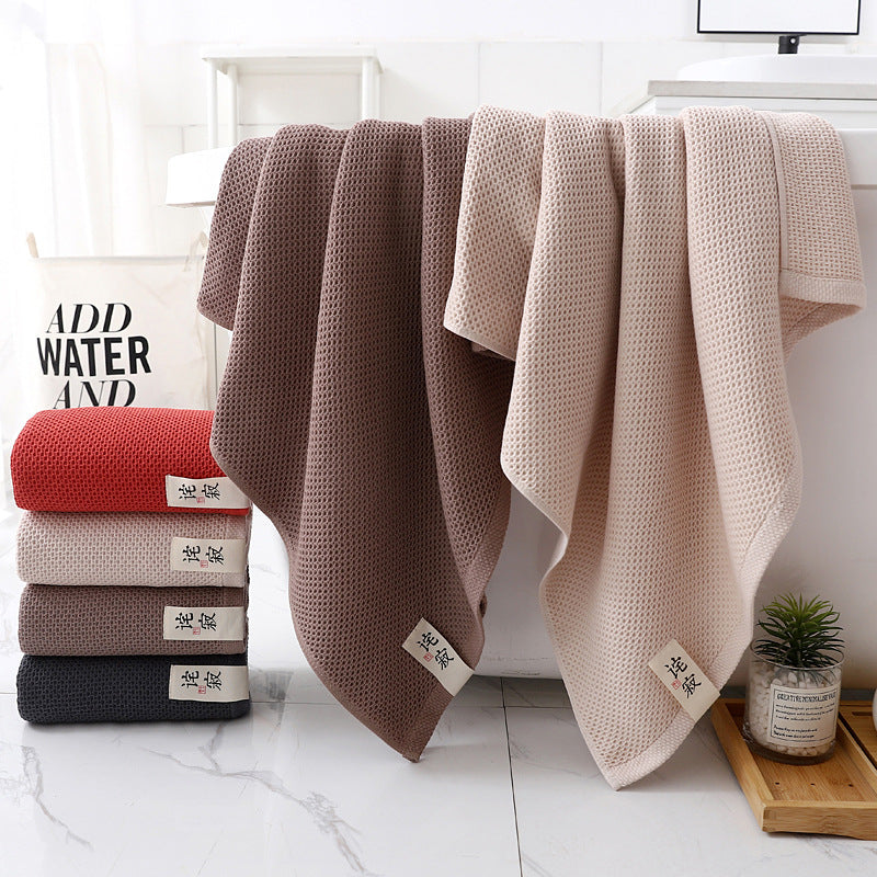 Pure Cotton Waffle Bath Towel Honeycomb Thickened Soft Absorbent