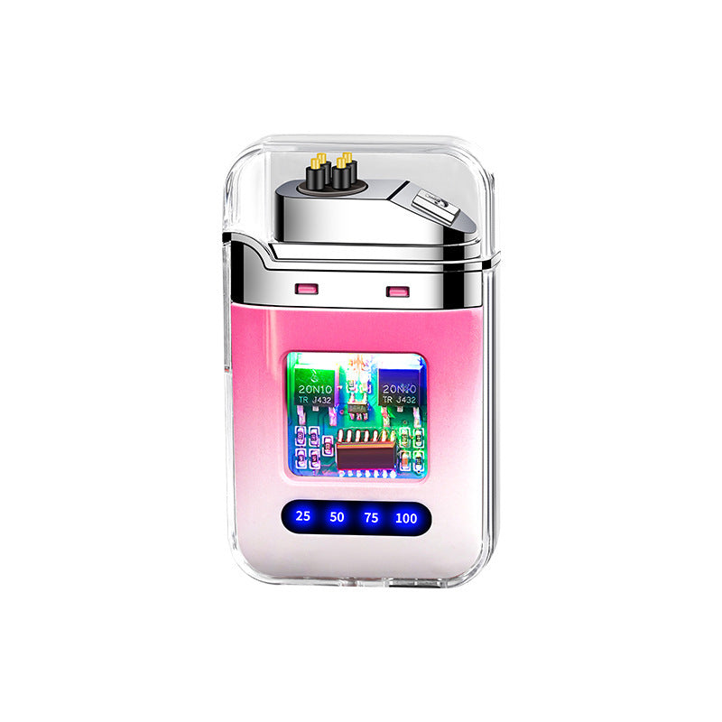 Transparent Dual Arc Rechargeable Windproof Lighter with Gradient Color & Type-C Fast Charging