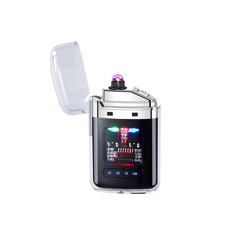Rechargeable Transparent Double Arc Windproof Digital Pulse Lighter