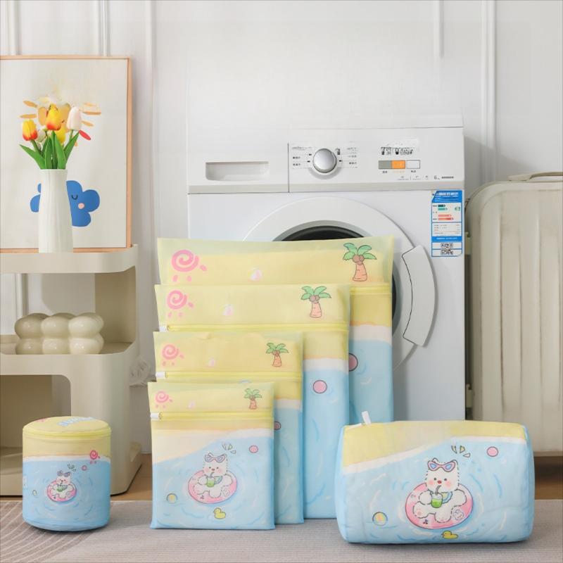 Swimming Puppy Printed Fine Mesh Laundry Bag for Delicates