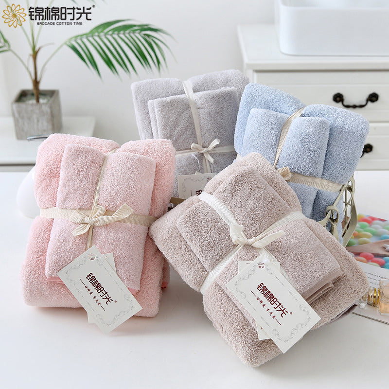 Extra Large Coral Fleece Bath Towel Set Thick Quick-Dry Home Use