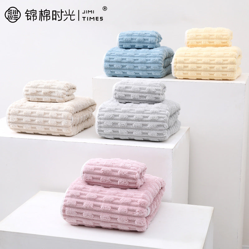 Enlarged Bamboo Coral Velvet Hand Towel Quick-Dry Absorbent