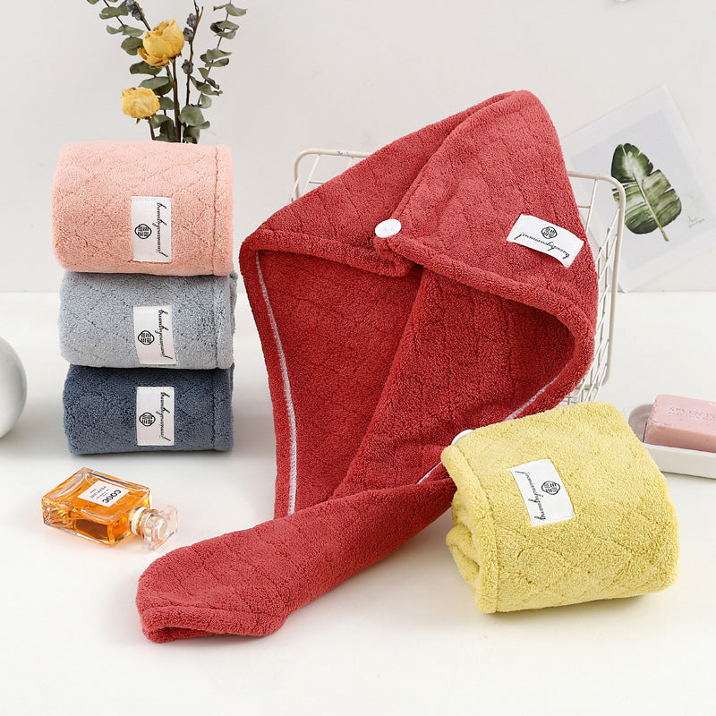 European Flower Coral Fleece Hair Drying Cap Absorbent Turban Wrap