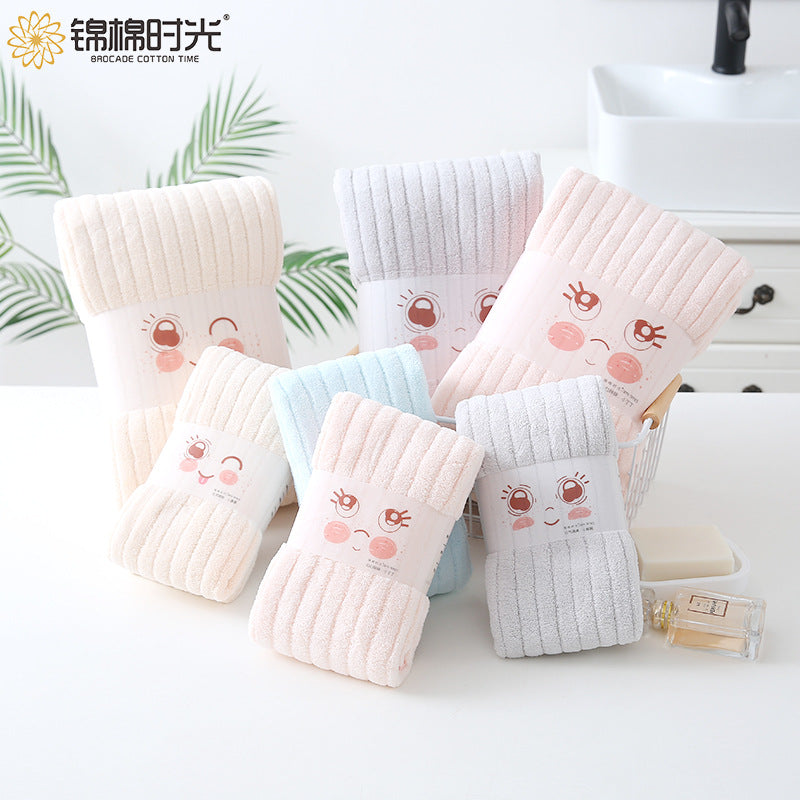 Custom Logo Coral Velvet Bath Towel Set Thick Soft Unisex Use
