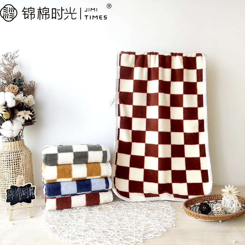 Checkerboard Coral Velvet face Towel Thick Absorbent Customizable