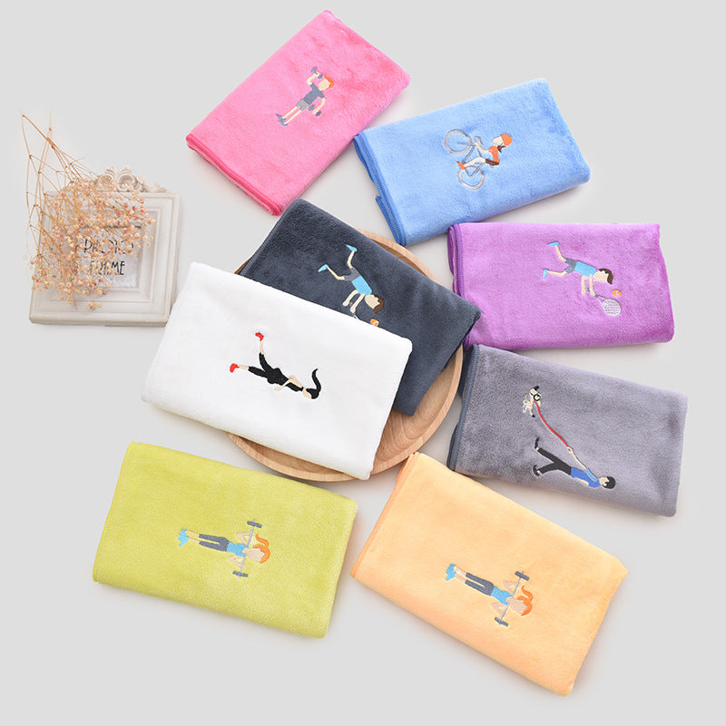 Embroidered Microfiber Sports Towel Quick-Dry Yoga Fitness Towel