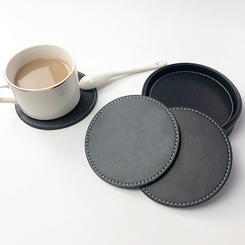 Round PU Coaster Set 10cm Coffee & Tea Cup Mat