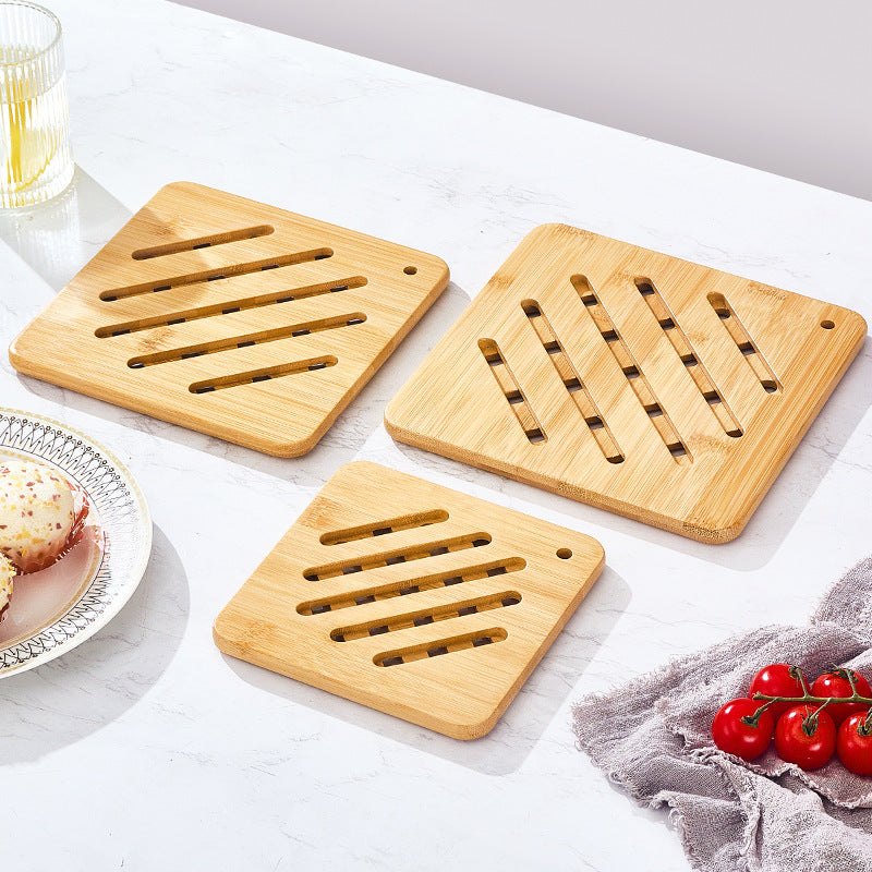 Square Hollow Bamboo Heat Insulation Mat Anti-Scalding Table Placemat