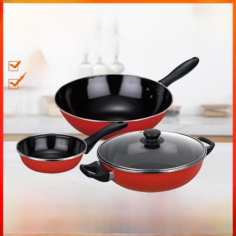 Three-Piece Cookware Set – Nonstick Wok Set for Gas Stove Use