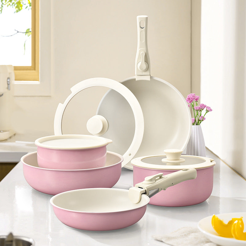 Detachable Handle Nonstick Cookware Set Wok Soup & Frying Pans