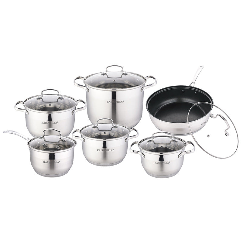 Premium Stainless Steel Cookware Set with Non-Stick Pan