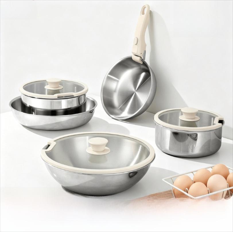 Removable Handle Stainless Steel Cookware Set for Induction