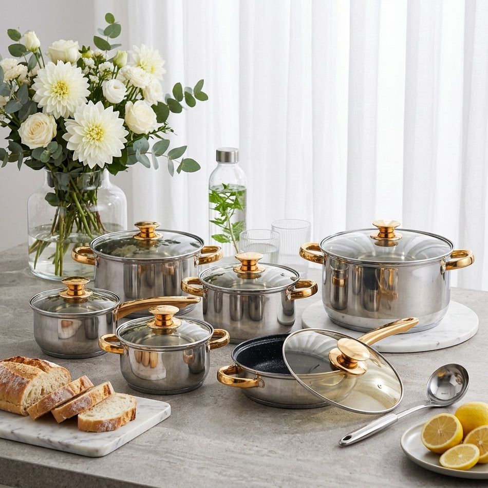Premium 5 Layer Composite Bottom Stainless Steel Cookware Set