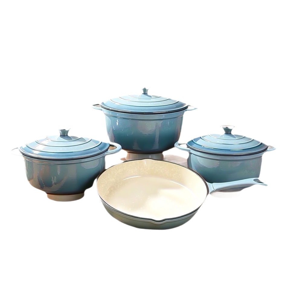 Premium Four Piece Universal Enamel Soup Pot Set