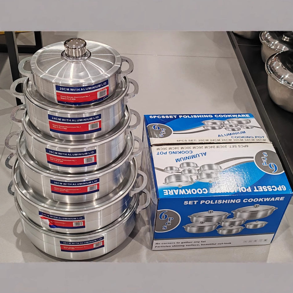 Premium Thick Heavy Aluminum 6 Piece Soup Pot Set