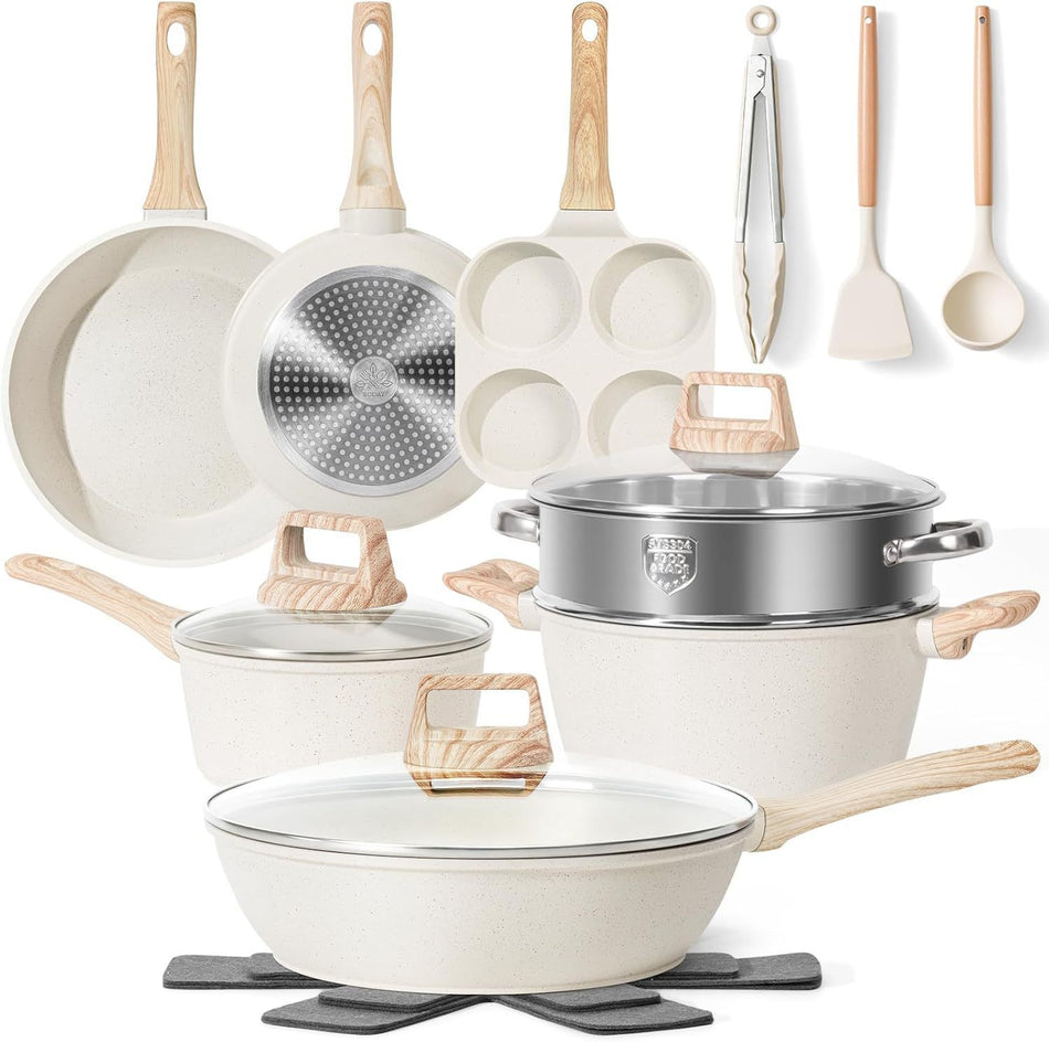 Premium 12 Piece Imitation Maifan Stone Cookware Set