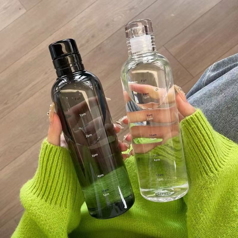 Simple Plastic Sports Water Bottle with Measurement Scale