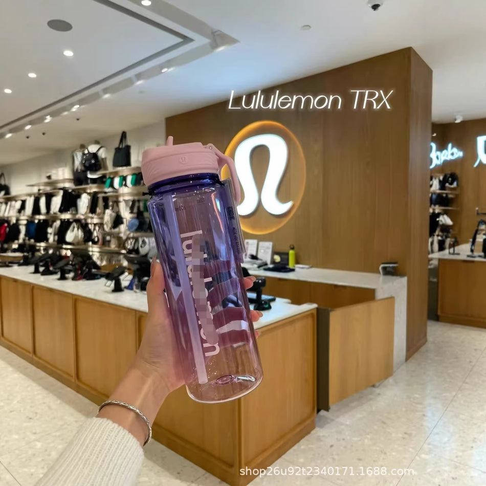 Premium Clear Straw Sports Water Bottle Inspired by Lululemon Back to Life Style