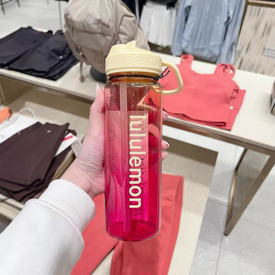 Premium Lululemon Back to Life Style Transparent Straw Sports Water Bottle