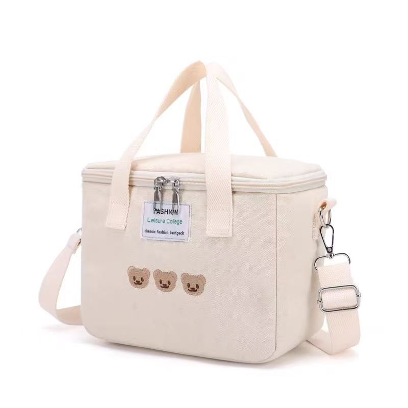 remium Inswind Bear Embroidered Insulated Lunch Bag