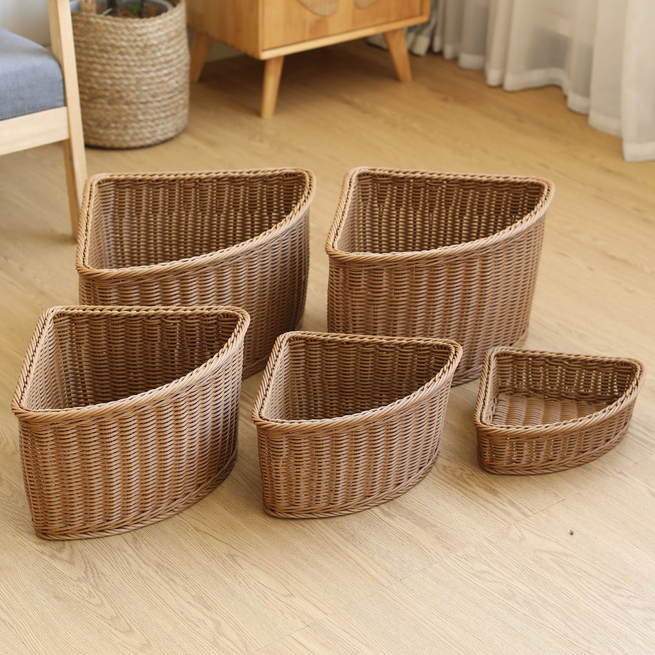 Fan Shaped Corner Storage Basket for Wardrobe and Wall Organization