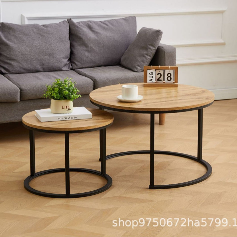 Round Density Board Metal Coffee Table for Living Room Tea Use