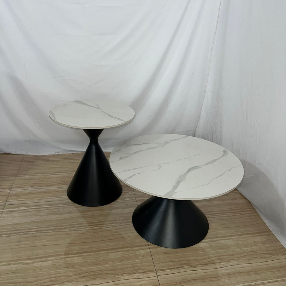 Rotating Rock Plate Coffee Table Side Table for Modern Living Room