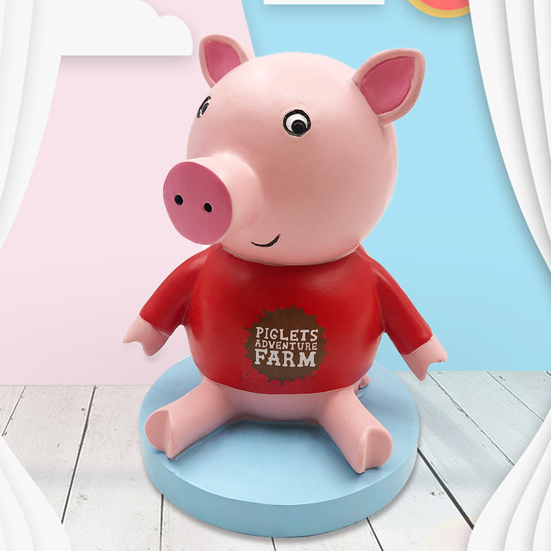 Creative Cartoon Piggy Bank Resin Craft Cute Home Decor Gift